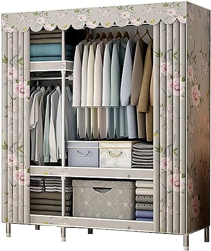 Armoire portable en tissu avec penderie et structure en acier pour un rangement optimal