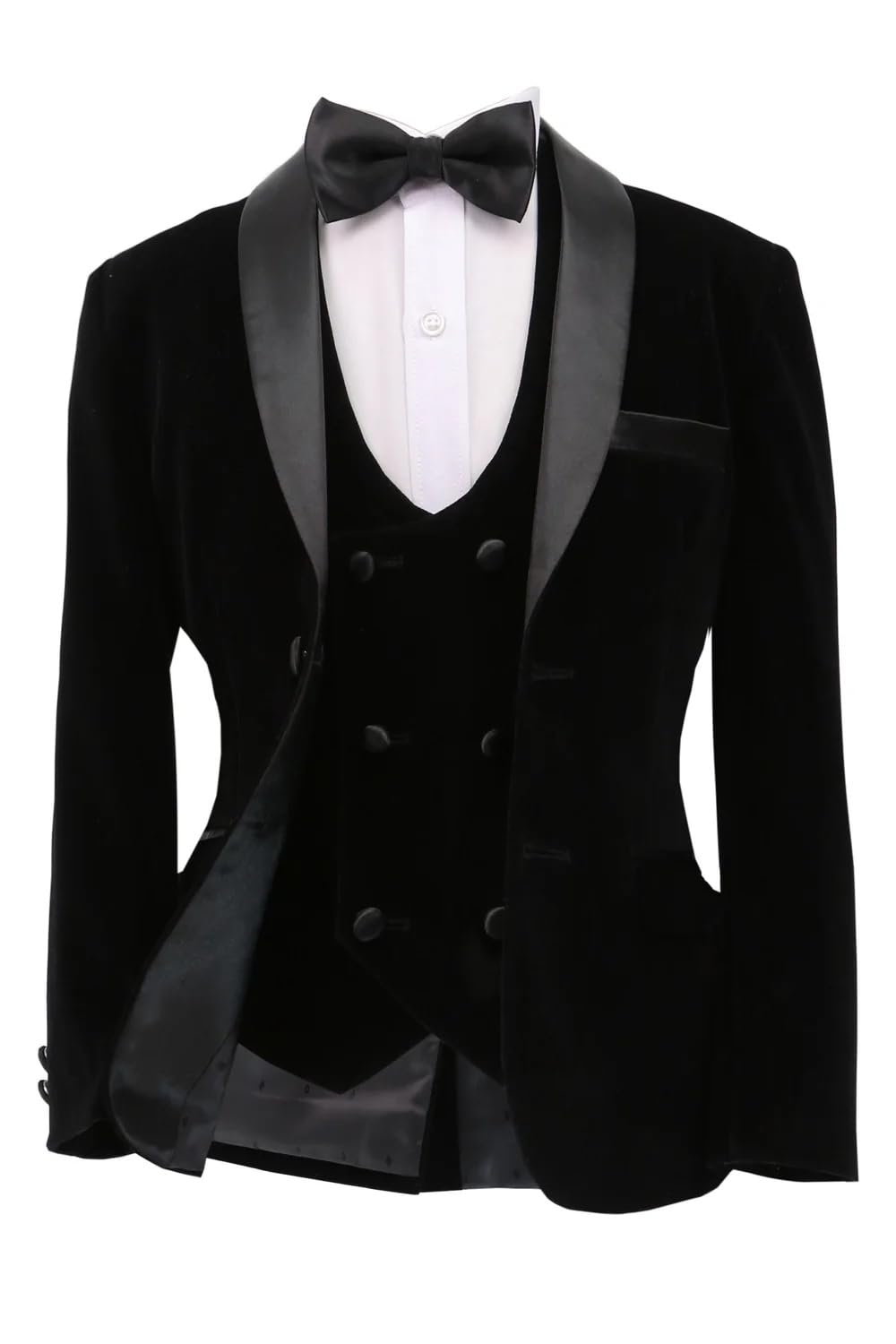 SIRRI Abito da Smoking da 5 Pezzi in Velluto Slim Fit di Lusso per Ragazzi con Gilet Doppiopetto, Ideale per Le Occasioni Speciali
