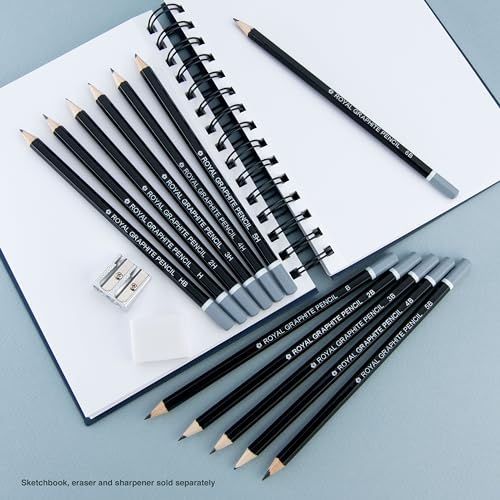 Coffret Dessin Royal & Langnickel - 58 pièces pour Esquisse et Dessin - Crayons, Graphite, Pastels