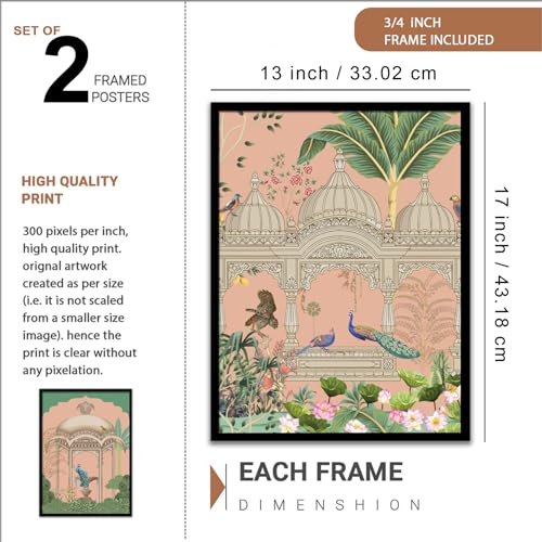 Image of NoWorries Pichwai art Wall Decor Wall frames for Home Decoration - Madhubani art Big Size Wall Painting for Wall Decoration - Set of 2 Traditional frames for dining room (Theme-traditional) (Synthetic Wood frame) (Leminated 300 GSM Pigment Digital Print) (framed, Multicolur) Set of 2