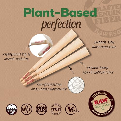 RAW Cones Black King Size: 50 Pack - Translucent, Extra Fine Pre Rolled Cones & Tips, Patented Slow Burn, All Natural RAWthentic, 109mm - Image 3