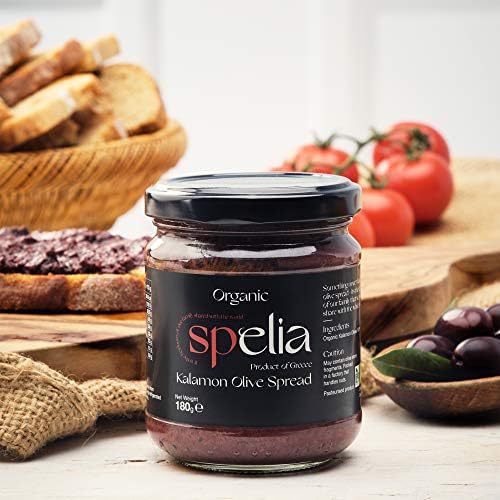 Spelia Olive Spread (180g) - Premium Kalamon Olive Spread - Kalamata Tapenade - Authentic Greek Olive Pate for Cooking or as Spread - Organic Kalamata Olive Spread - Olive Tapenade with Unique Flavour