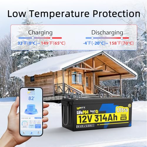 Image of WattCycle 12V 314Ah LiFePO4 Lithium Battery, 4.02kWh 12 Volt Lithium RV Batteries with Bluetooth, Built-in 300A BMS & EV-Grade A Cells, 15000+ Deep Cycles Battery for RV, Marine, Solar, Off-Grid