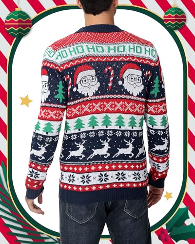 Mens Santa and Reindeer Ho Ho Ho Christmas Cardigan - Image 5