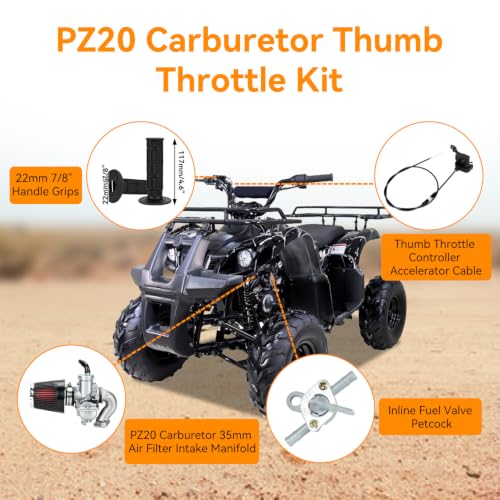 Image of FVRITO PZ20 Carburetor Thumb Throttle Cable Assembly Compatible with Tao tao Coolster 125cc 110cc Chinese ATV Quad 4 Wheeler 50cc 70cc 90cc Kazuma Baja SunL Roketa Loncin Lifan 4 Stroke Engines Parts