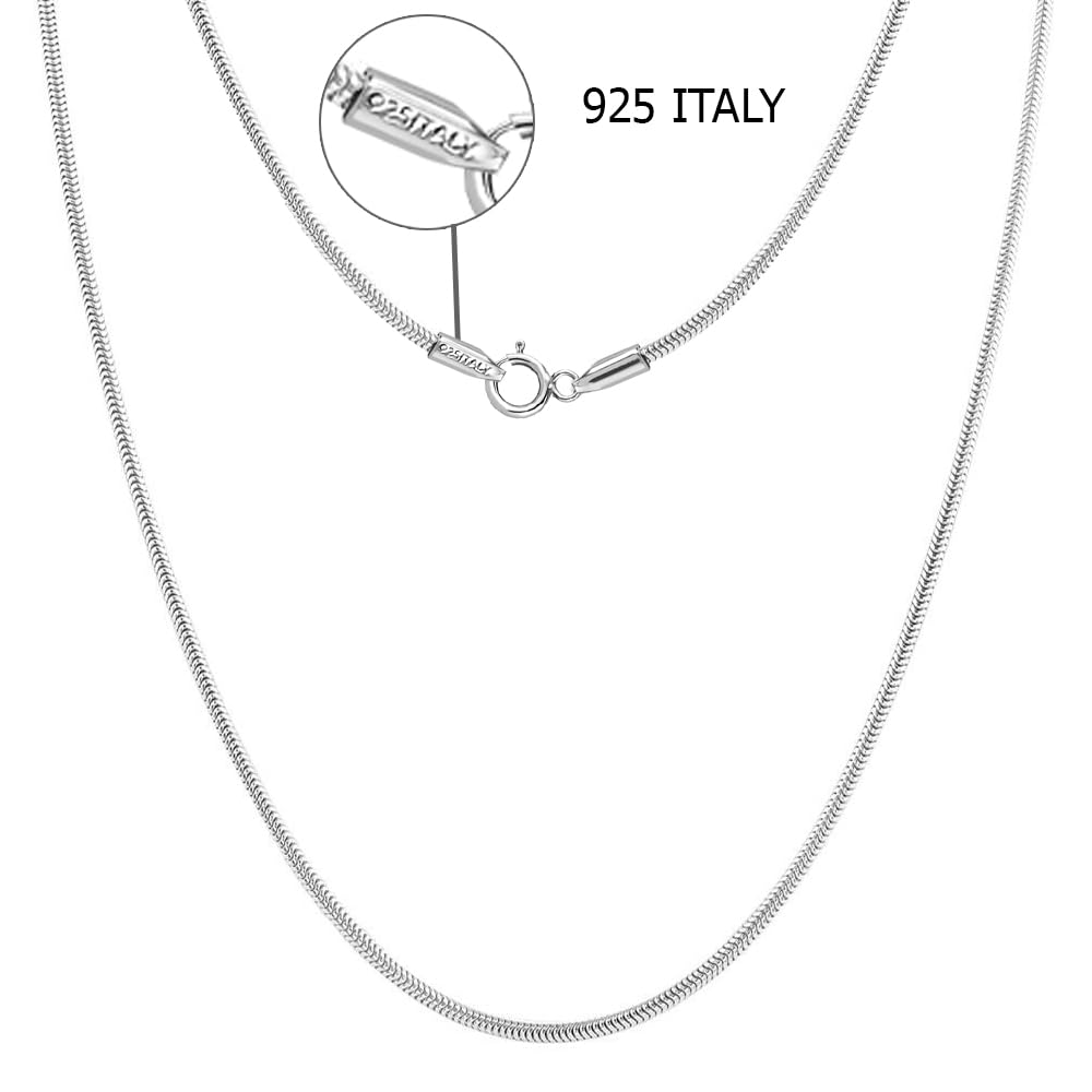 Sterling Silber Italienischer Schmuck 1 mm, 1,50 mm, 2 mm Schlangenkette Halskette für Teenager Frauen und Männer (16, 18, 20, 22 Zoll)