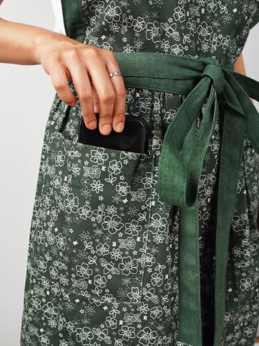 Image of 100% Cotton Unisex Apron - Adjustable Neck Straps, Vibrant Print, Reinforced Stitching, Multipurpose& Deep Pocket - for Cooking, Catering, Gardening, Painting-Printed Aprons