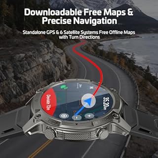 GPS Smart Watch with Maps, 21Day Battery, 5ATM Waterproof, Bluetooth Call,1.43" AMOLED, 178 Sports Modes, Compass, LED Flashlight/ Heart Rate/Stress/SpO2/Sleep Monitor, for Android iOS Men Women Black