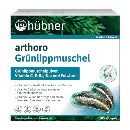 hübner® arthoro Glucosamin | Knochen- und Knorpelschutz | Vitamin C, B6, B12 & E | Grünlippmuschelpulver