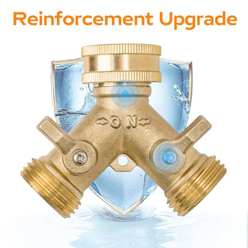 Diivoo Heavy Duty 2 Way Hose Splitter, High Flow 3/4" Brass Y Connector