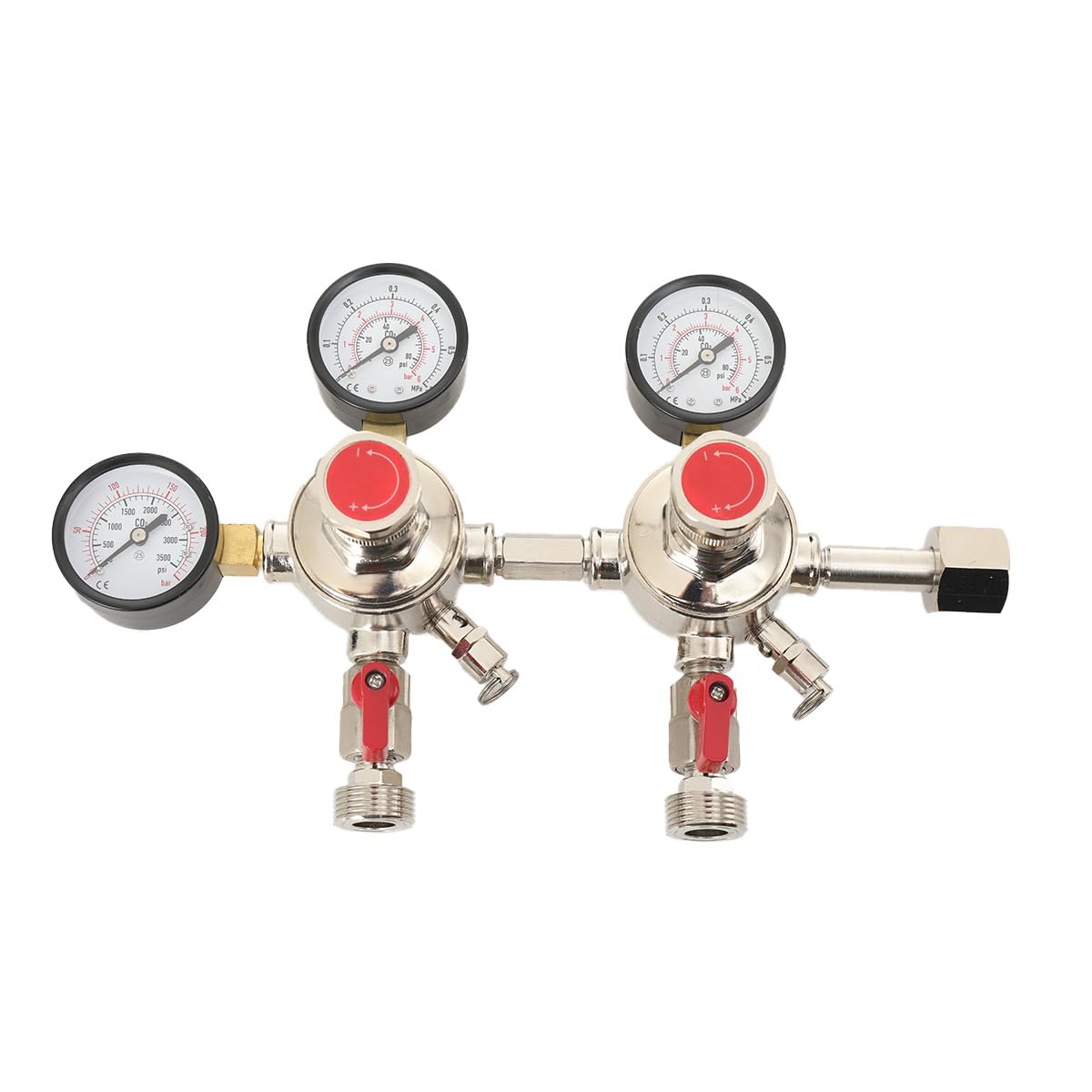 Réducteur de Pression Double CO2 Détendeur Bière Régulateur de Pression CO2 | Réducteur de Pression CO2 de Fût, Double Manomètre pour Distributeurs de Bière, Doppelskala