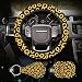 Zadin Sunflower Steering Wheel Cover - Trendy and Fashionable Sunflower Steering Wheel Cover with Cute Sunflowers Quarter Keyring and Sunflower Car Cup Coaster, Sunflower Car Accessories
