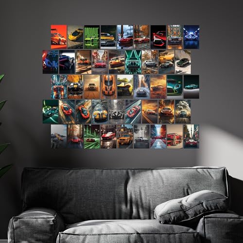 Image of Car Posters Gift Set of 54 (4 x 6 Inch) | | Vintage & Modern Car Wall Art Prints for Bedroom, Living Room, Office & Dorm Decoration