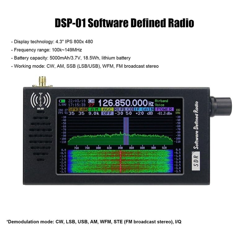 KJDEYT SDR-101 Aluminium Alloy Digital Radio SDR DSP Digital Demodulation CW/AM/SSB/FM/WFM Radio Receiver
