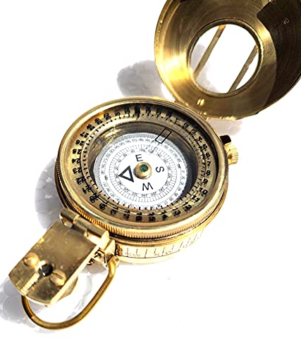 Brújula Militar Vintage de Latón Dorado Plegable miniatura 3