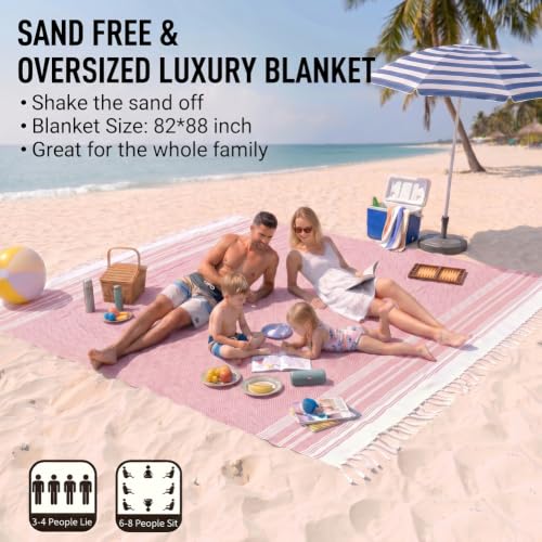 Image of Yongoes Oversized Turkish Beach Towel Blanket Cotton Giant XL Sandproof Towels Huge Linen XXL Extra Large Big Throw Quilt Blankets for Adults Cloud Travel Camping Glamping Accessories Essentials