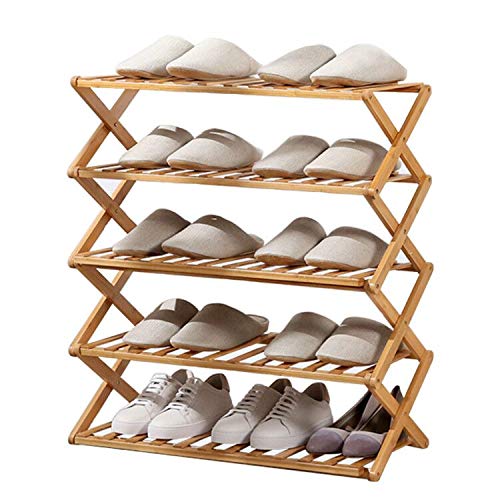 Zapatero plegable, estable, duradero y no tóxico de bambú, organizador de zapatos cómodo, estilo a la moda, para entrada, pasillo, cocina, muy fácil de instalar Cover