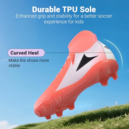 Kids Firm Ground Soccer Cleats Boys Girls High-Top Outdoor Football Shoes by SITAILE - Used condition - Image 2