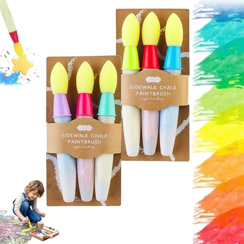 Sidewalk Chalk Paint Brush Set with Chalk Powder Sidewalk Chalk Paint Fillable Applicators for Kids Refillable Chalk Shells for Outdoor Art Activities & DIY Yard Art (A+B-PC)