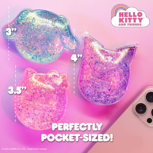 Image of Hello Kitty SLIMYGLOOP Gelli Gels 3 Pack, Cinnamoroll, Hello Kitty, Kuromi Slow-Flow Glitter Squishy Sensory Toys, Squeeze Stress Toy for Kids & Teens, Satisfying Sugar Squish Fidget