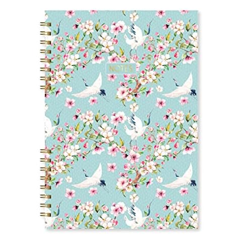 A4 Blue & Pink Japonica Floral Notebook Cover
