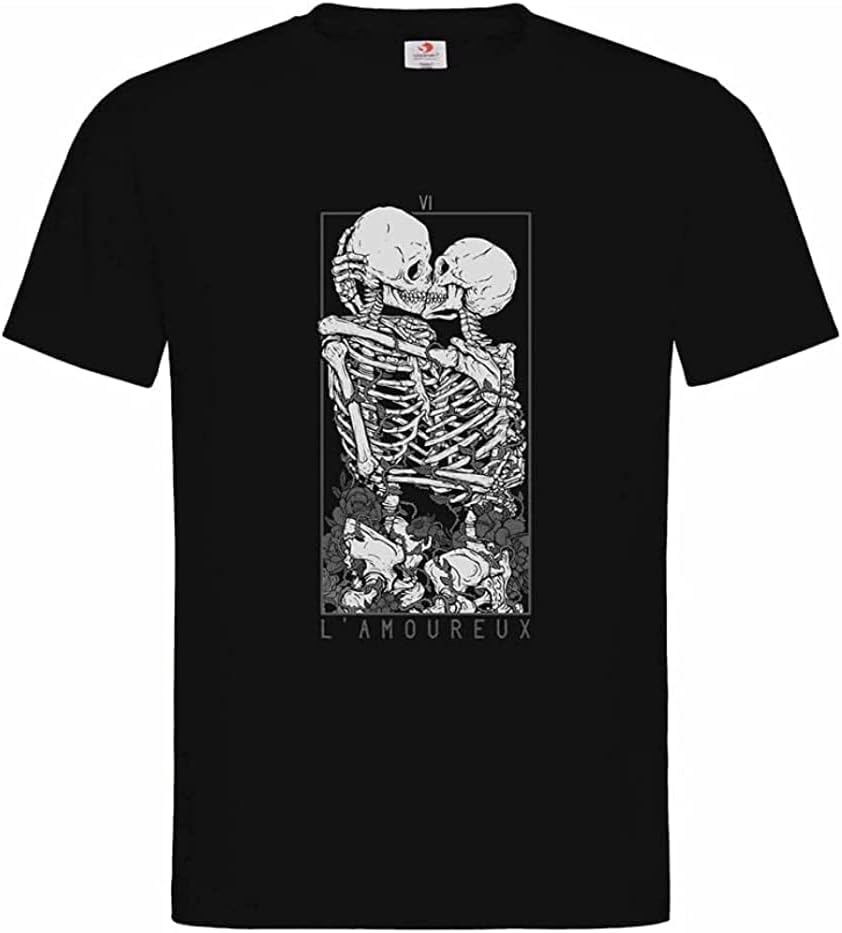 LIMENGDALUOYING Unisex T-Shirt-The Lovers, Death Tarot, Happy Valentines Day Black