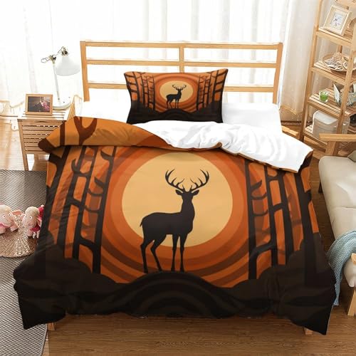 Funda nórdica de ciervo 3D en microfibra suave con dos fundas de almohada para cama 90 3