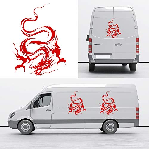 Dragon Graphic Car Hood Sticker Self-Adhesive Vinyl Graphics Decals 19.69'' X 14.57'', Red #TOP3
