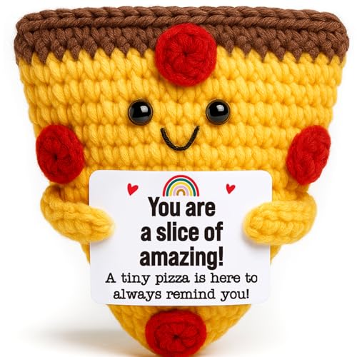 Fathers Day Mini Gifts for Daddy, Teacher Appreciation Handmade Crochet Pizza for Farewell Birthday Graduation Retirement Thank You Gifts For Friends Coworkers Classroom Celebration Office Gift Ideas