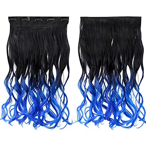 Miniatura 4 de Extensiones de cabello largo ondulado en forma de U con 5 clips seguros, extensiones de cabello sintético para mujer