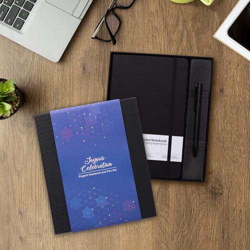 Image of DOODLE Undated Executive Diary Gift Set | A5 160 Pages PU Leather Notebook + Stylish Pen with Stylus | All Packed in a Beautifully Packaged in an Elegant Gift Box (Black)