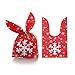 Desert camel Ear Sacs Bonbons Lapin Cadeau Sac en Plastique Faveur Snack Emballage Décoration Sac pour la fête de Noël Cookie Snack Bonbons Petit gâteau,Rouge,Snowflakes