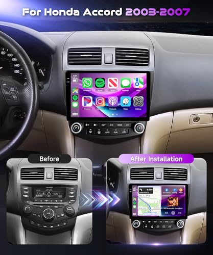 Image of [4+128G] Android 15 Car Radio Stereo for Honda Accord 2003-2007 with Wireless CarPlay & Android Auto, 10.1 Inch in-Cell Screen Car Auido with AHD Backup Camera GPS WiFi FM RDS Radio EQ SWC