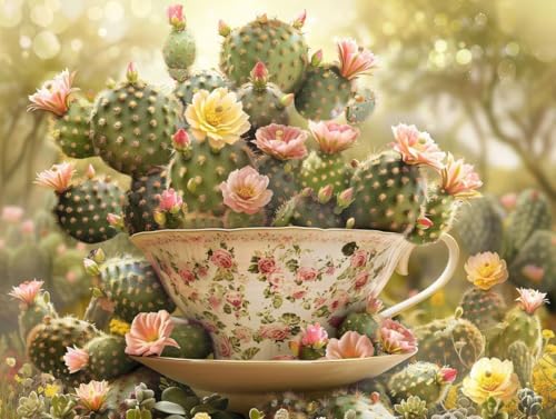 Diamond Painting Fleurs Cactus pour Décoration Murale Salon XXL