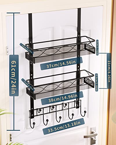 Consumest Door Hanger With 9 Hooks & 2 Mesh Basket, Over The Door Hooks Hanging Coat Rack, Back Of Door Storage Organizer For Bathroom, Kitchen, Bedroom-Black (For 1.76In Doors) #TOP5