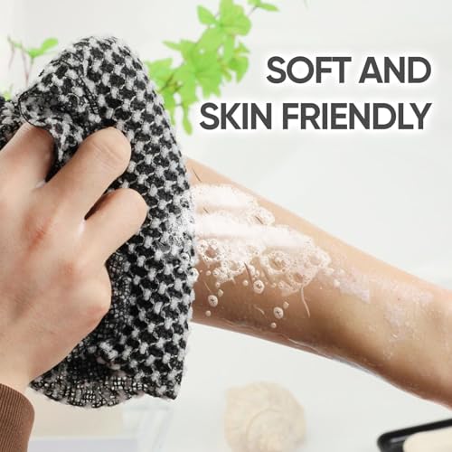 soitzhoc 3-teiliges Japanisches rückenschrubber für dusche | Back Scrubber, extra langes Handtuch | Geeignet für empfindliche und raue Haut
