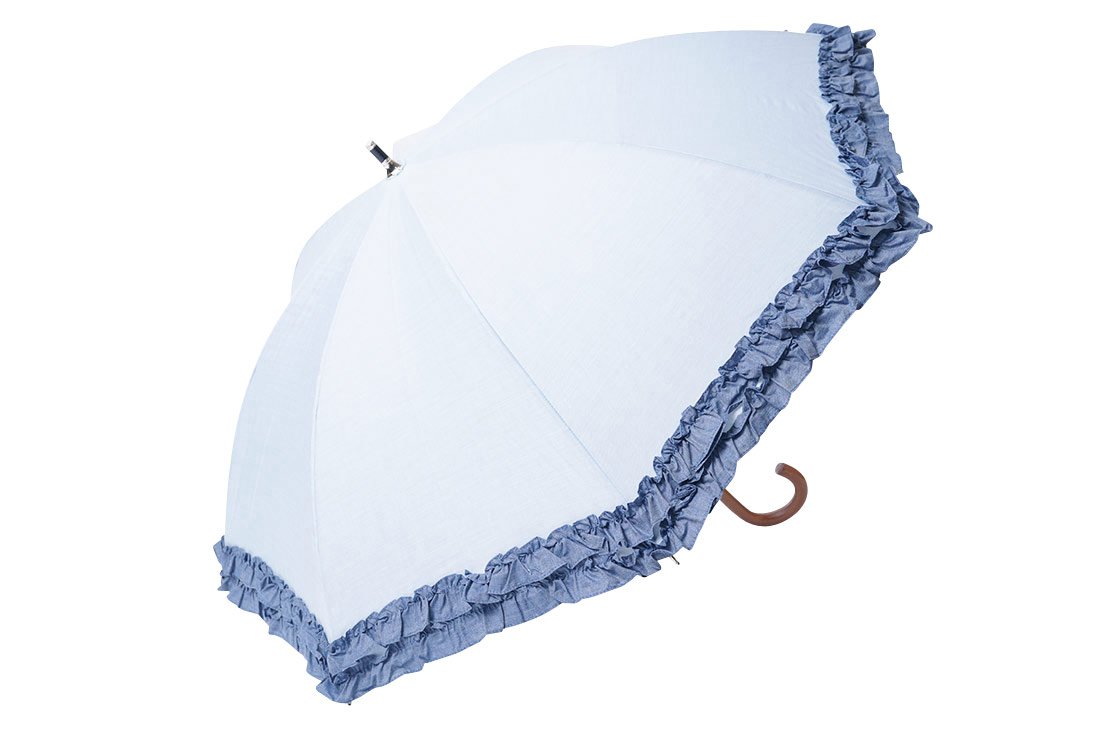Amazon｜日傘 シャンブレー晴雨兼用傘 UVカット加工／フリル付