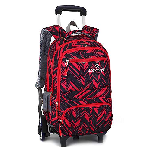 \t Viajes Adolescentes Estudiantes Escolarización De Rolling Mochila Equipaje con Ruedas Mochila Escolar De La Carretilla Empaqueta para Las Muchachas De Los Niños De 6-12 Años De Regalo Red-2 Wheels