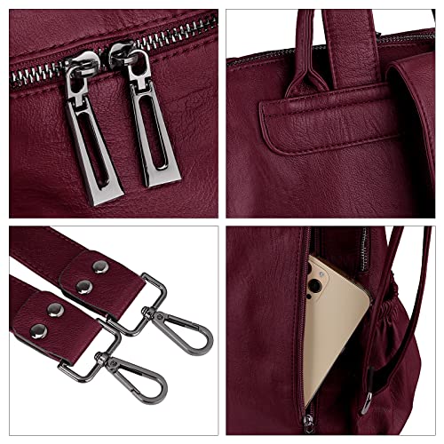 Image of Uromee Travel Backpack Purse for Women Vegan Leather Ladies Fashion Tassel Shoulder Bag Convertible