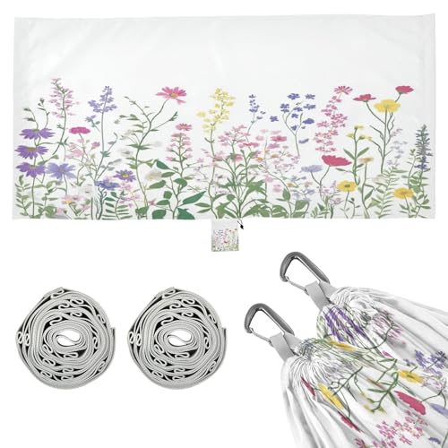 Haskirky Wildflowers Camping Hammock, Single Portable Hammocks with Tree Straps & Attached Carry Bag, 330Lbs Capacity Perfect for Outside Indoor Hiking Beach Backpack Travel