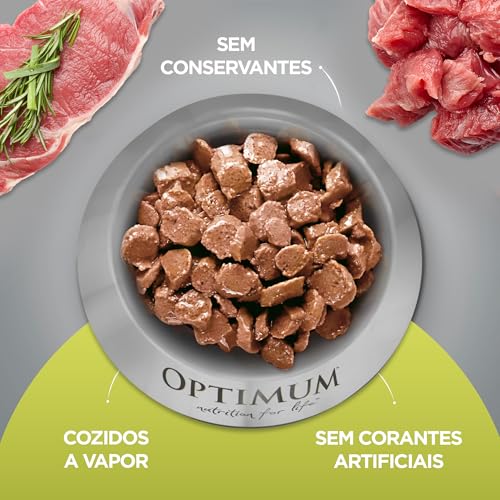 Pack Ração Úmida Optimum Sachê para Gatos Adultos Sabor Carne 85g - 40 unidadaes