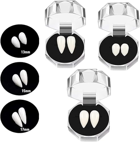 GUIRUO Vampirzähne Benutzerdefinierte Zähne Vampirzähne Fake Zahnersatz für Cosplay Party Requisiten Halloween Party Zähne Gastgeschenke (13 mm, 15 mm, 17 mm) Cover