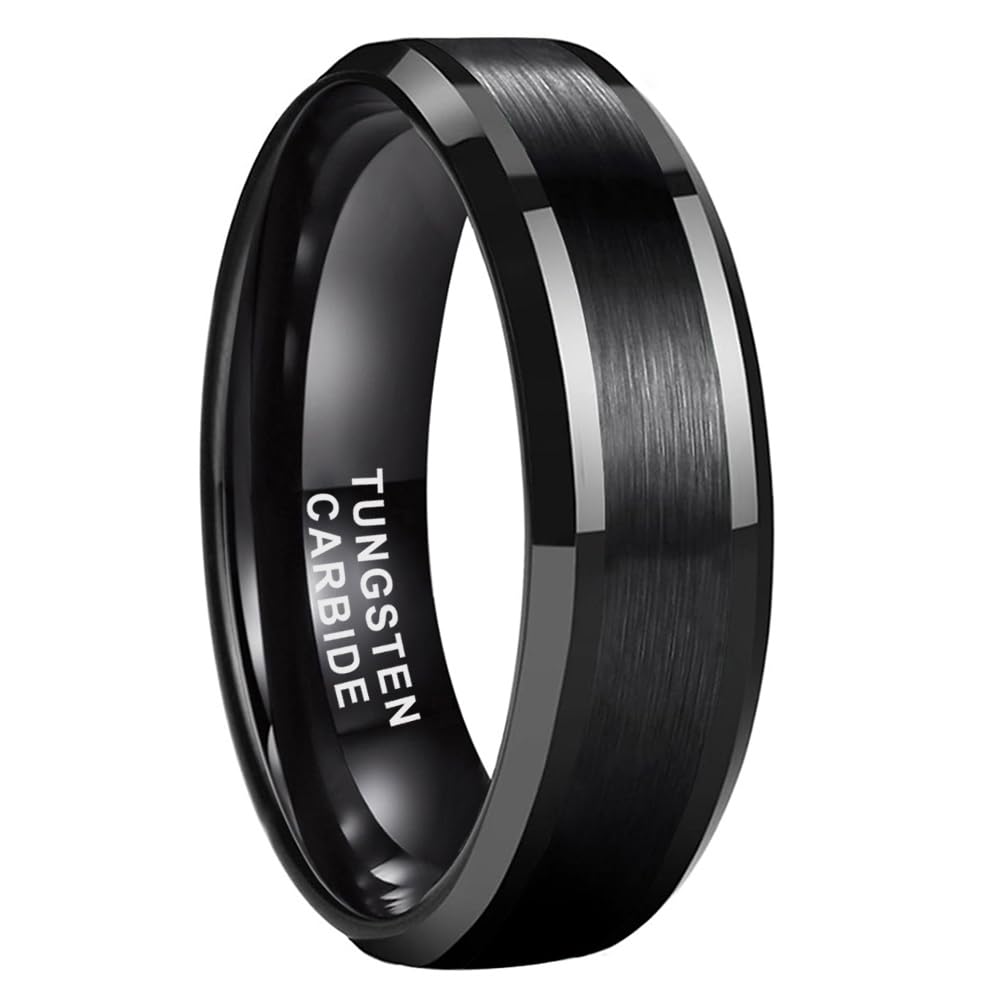 6mm 8mm Silver/Black/Gunmetal/Gold Tungsten Rings for Men Women Fashion Jewelry Engagement Wedding Bands Matte Polished Shiny Beveled Edges Comfort Fit-image-37