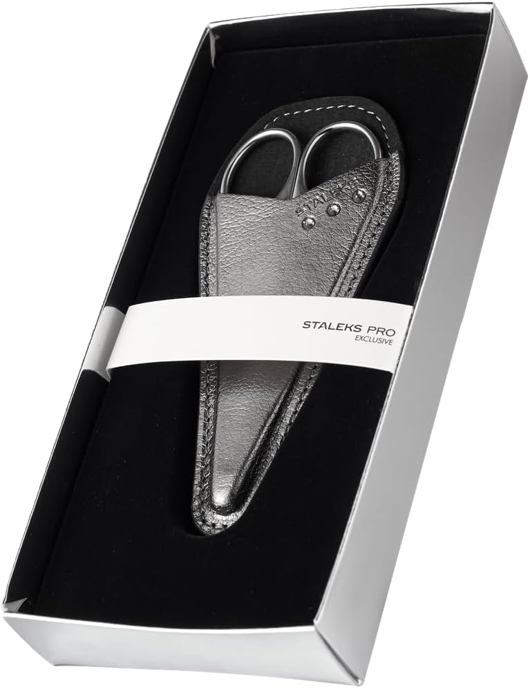 Staleks Exclusive 21 Type 1 Hook-shaped blade Cuticle Scissors (Magnolia) – Enhanced Visibility, Medium Handles