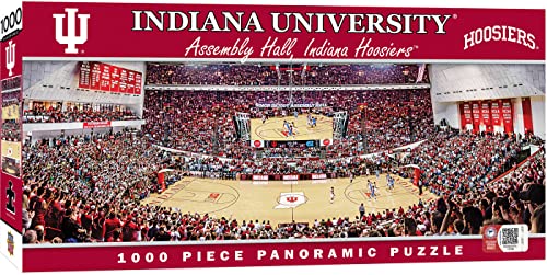 Image of MasterPieces - 1000 Piece Jigsaw Puzzle, NCAA Indiana Hoosiers, Panoramic Basketball Stadium View, Fun for Adults and Family, 13 inchx39 inch