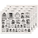 SUPERDANT 4 Stück Retro Fenster Unterglas Transferpapiere für Keramik Ton Transferpapier Keramik Abziehbilder Transfer Aufkleber für Töpferhandwerk Bastelbedarf Emaille Abziehbild Geschenke 52x37 cm