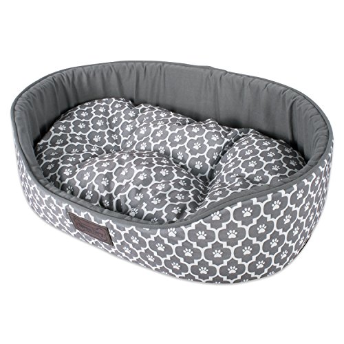 Bone Dry Lattice/Stars & Stripes Design Pet Bed, Oval Small - 22 X 17 X 7, Lattice Gray #TOP4