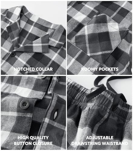 Image of DAVID ARCHY Men's Pajamas Set Flannel Pjs Sets Cotton Pajamas for Men | Ultra-Soft Loungewear Sets, Classic Plaid Sleepwear for Winter, Lounge Set with Roomy Pockets, Pijamas para Hombres