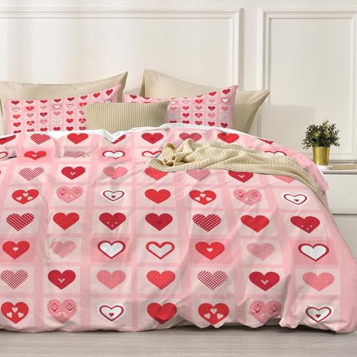 Housse de couette 3d parure de lit 220x240cm microfibre nature rose