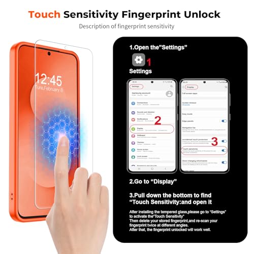 Image of SUPFINE Magnetic for Samsung Galaxy S25 FE Case with Screen Protector, (Built-in Magnets) (Military Grade Drop Protection) Slim Translucent Shockproof Phone Case,Orange